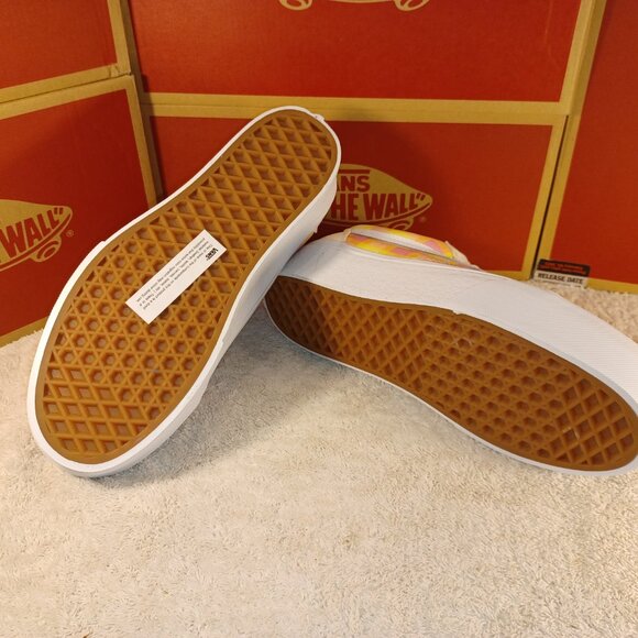 VANS Men's 6.5/Women's 8 Old Skool Stackform Platform Pastel Picnic Pink Plaid - Picture 3 of 13